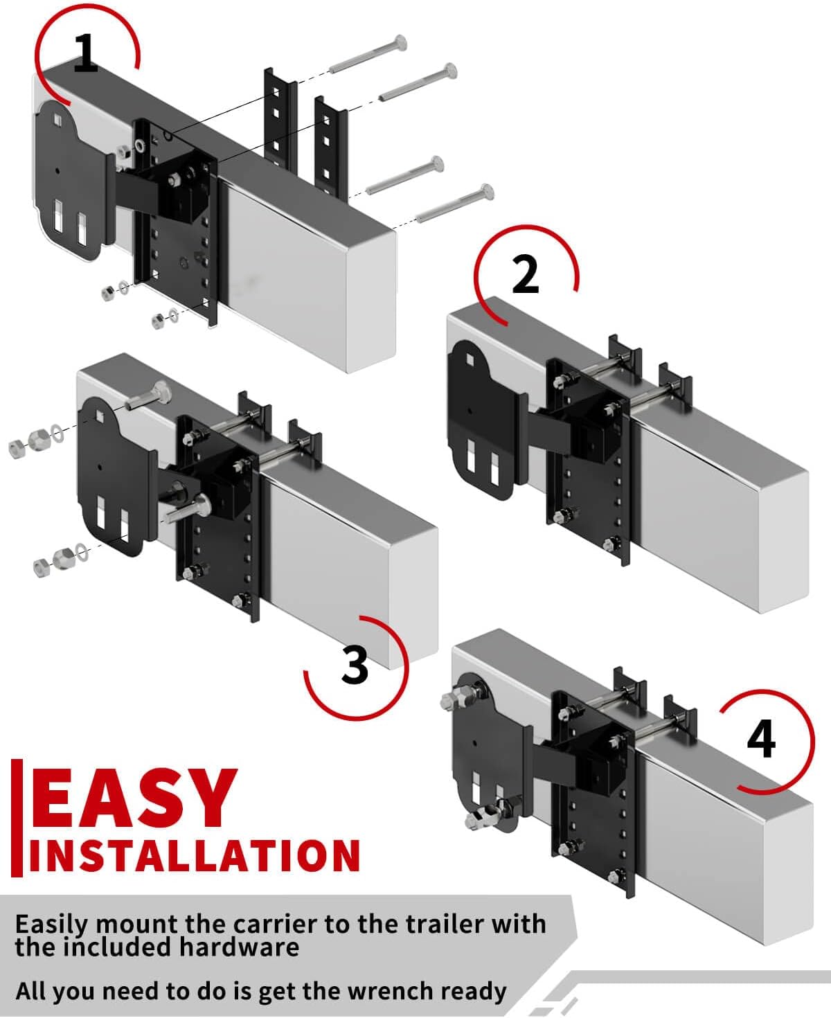 Trailer Spare Tire Mount Carrier, 4 & 5 & 6 Lugs, Pack of 2 I53526