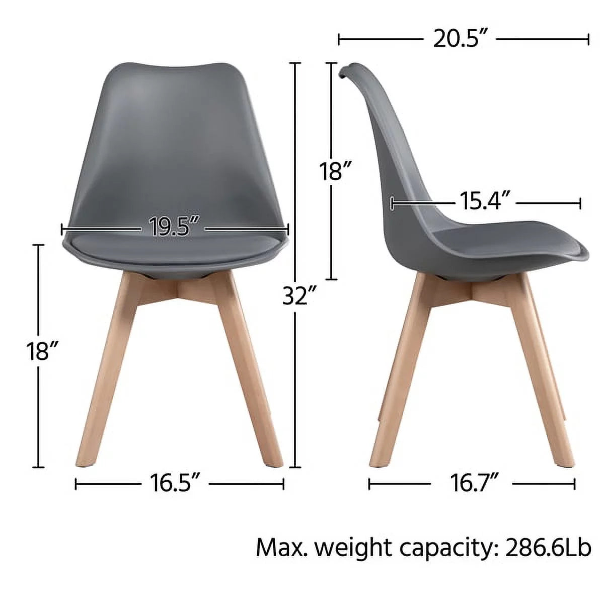 Gray Set of 4 Padded Dining Chairs O990