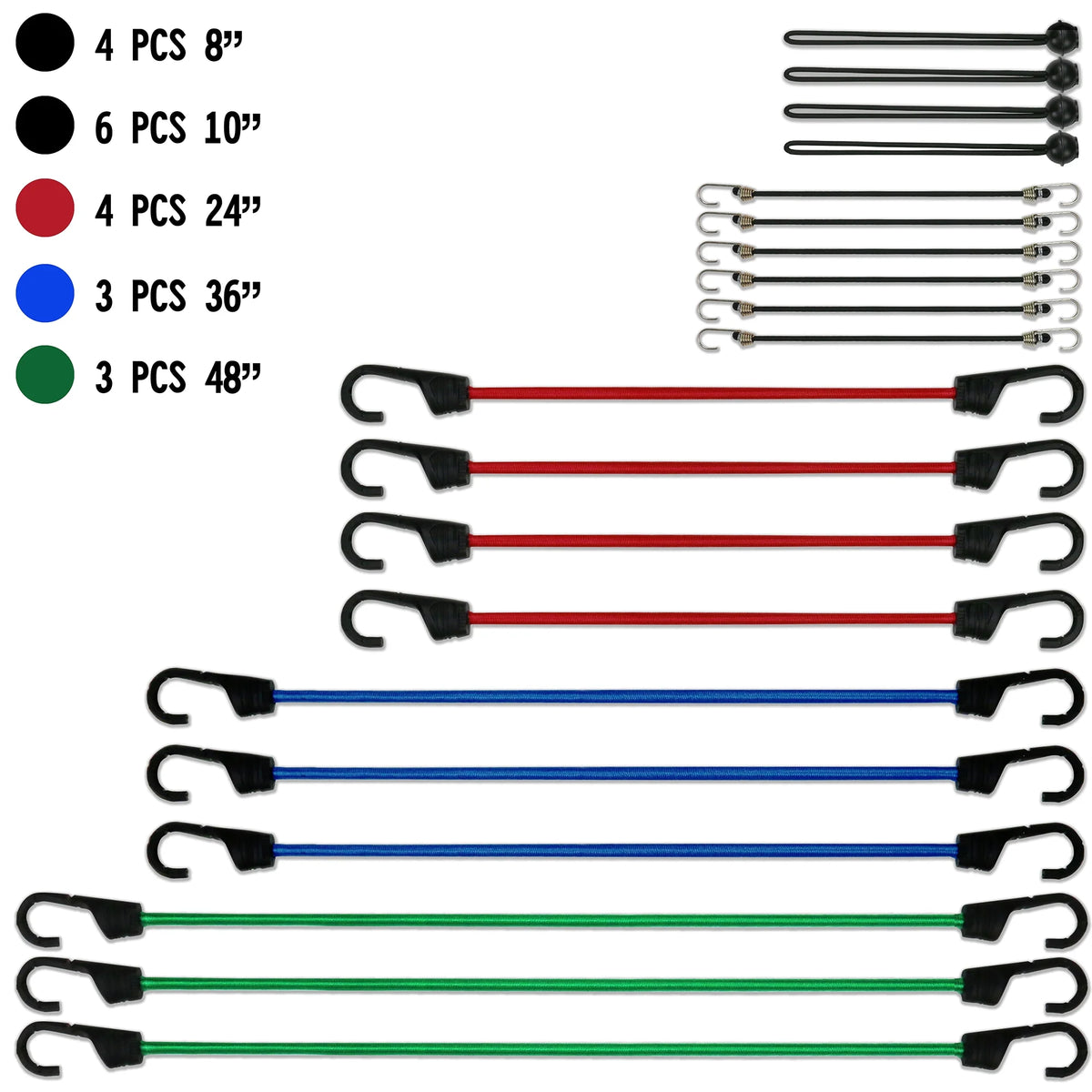 20 Pieces Multi-Color Bungee Cord Set J93108