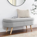 Oval Linen Fabric Upholstered Ottoman R691712