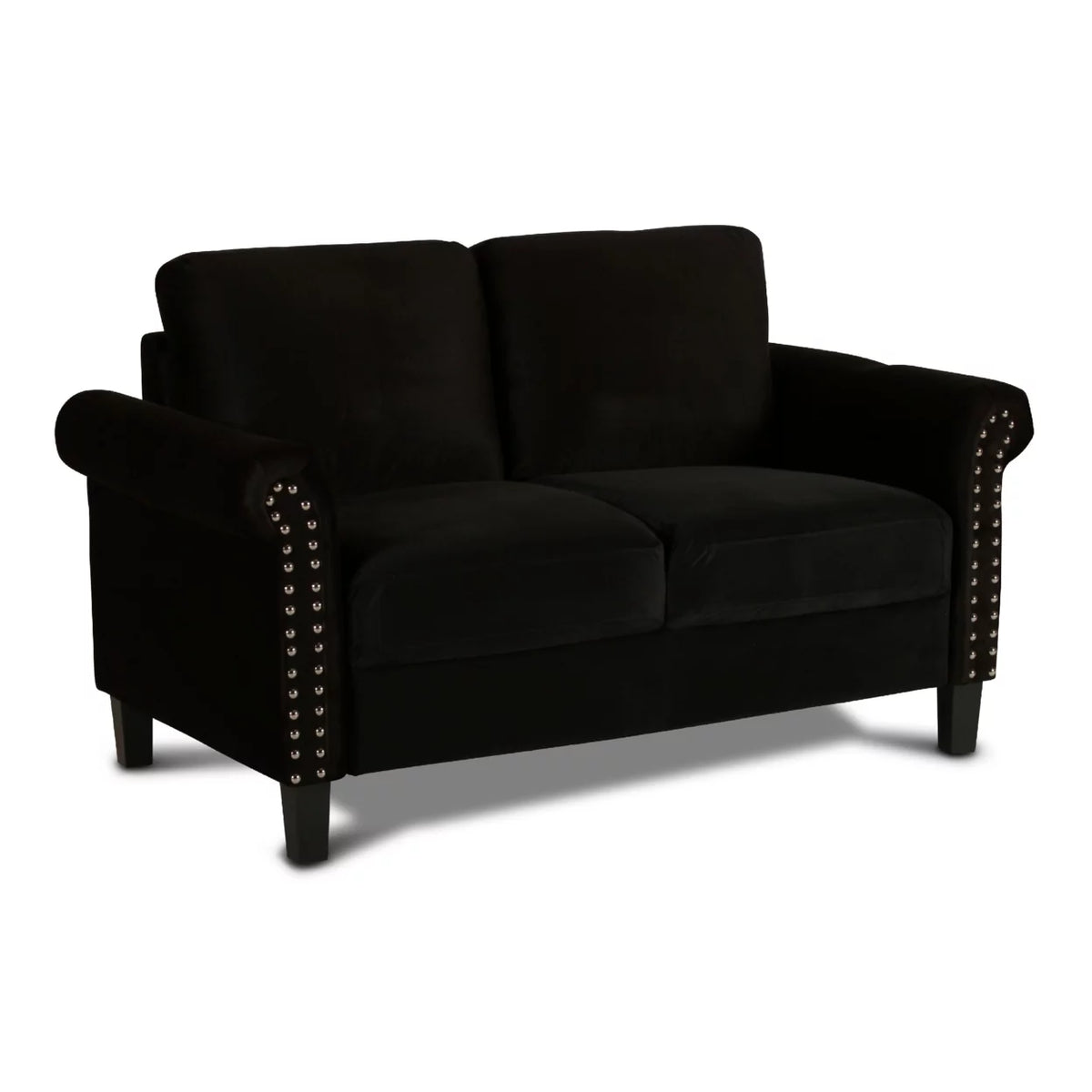Black Velvet Loveseat with Nailhead Trim M79136