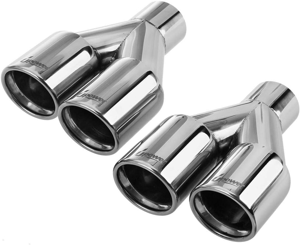 2PCS 2.25 Inlet 3 Outlet 304 Stainless Steel Exhaust Tailpipe Tips J570