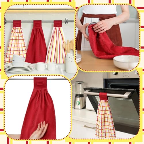 6 Pcs Check Striped Microfiber Towels U68506