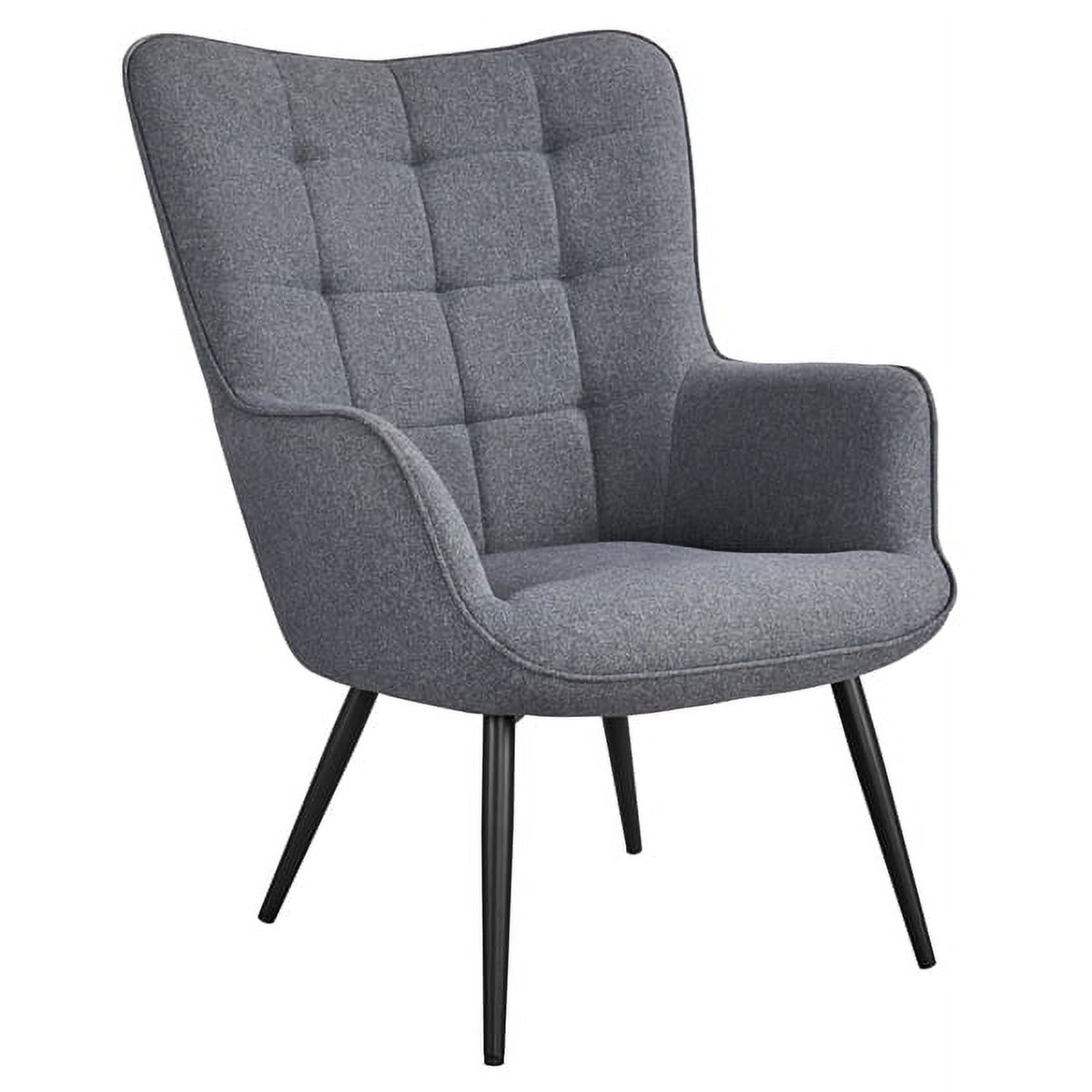Gray Upholstered Accent Chair and Ottoman Set F9562
