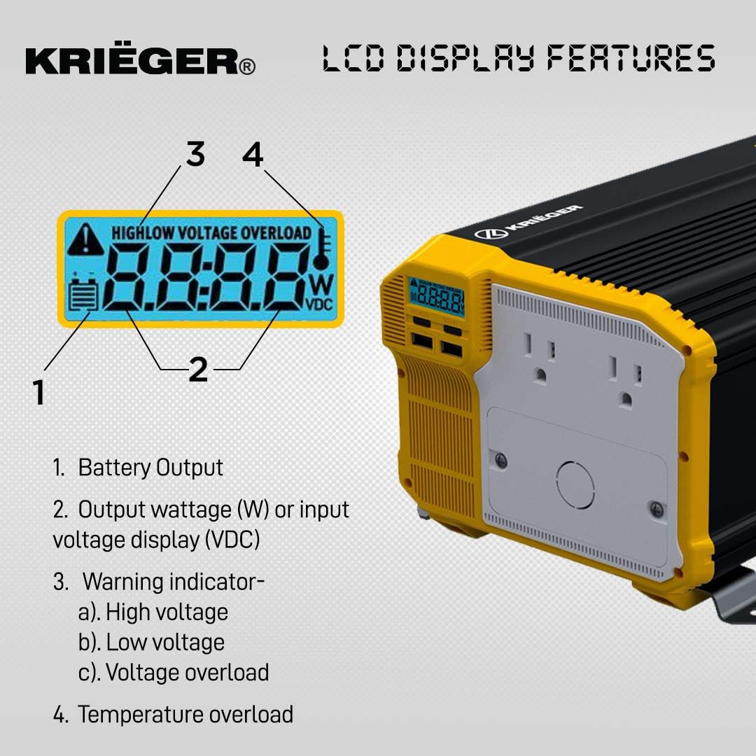 3000 Watts Power Inverter 12V to 110V Modified Sine Wave Dual AC Outlets Hardwire Kit I4082