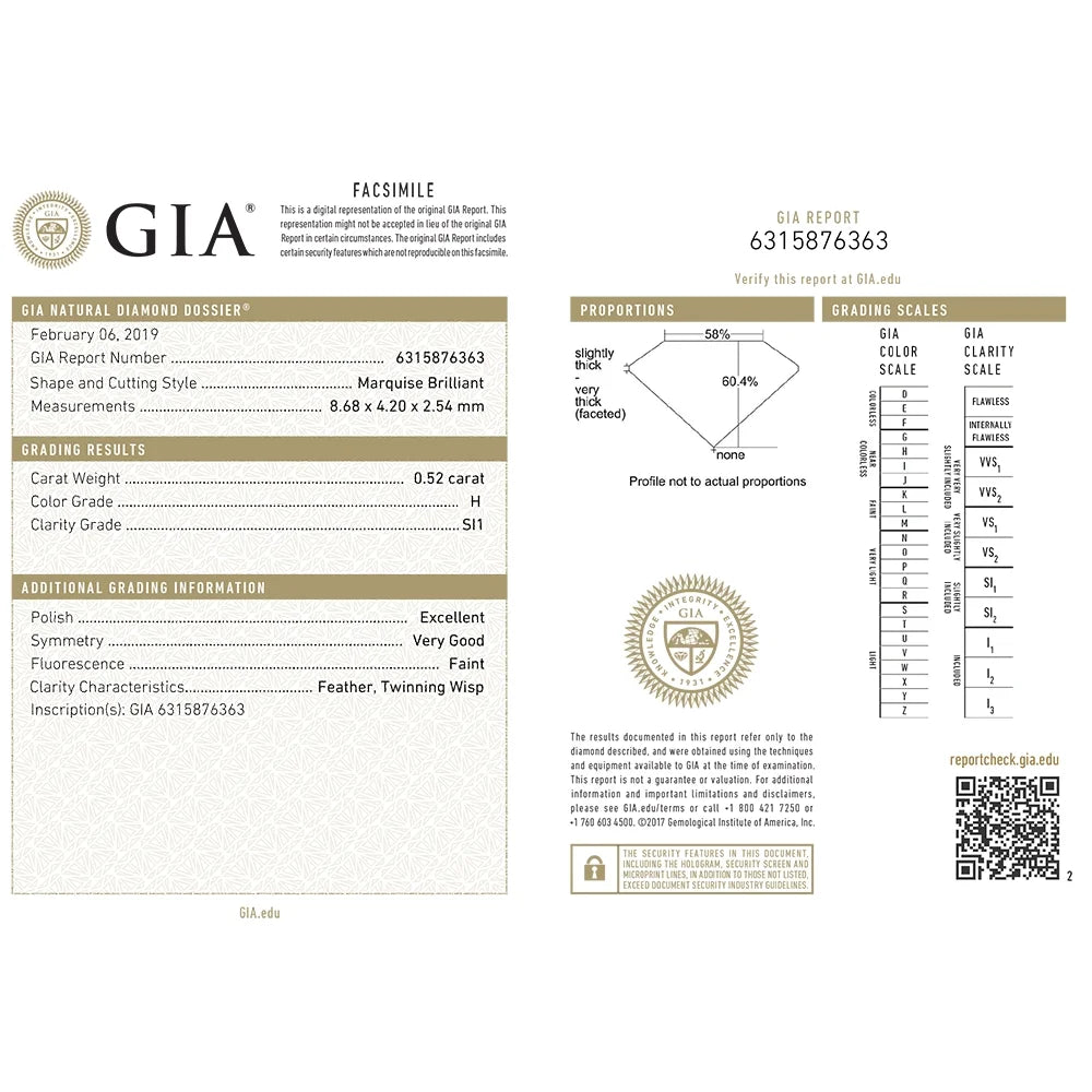 Marquise Solitaire GIA Certified 0.50 Carat 14K Gold Ring P6311