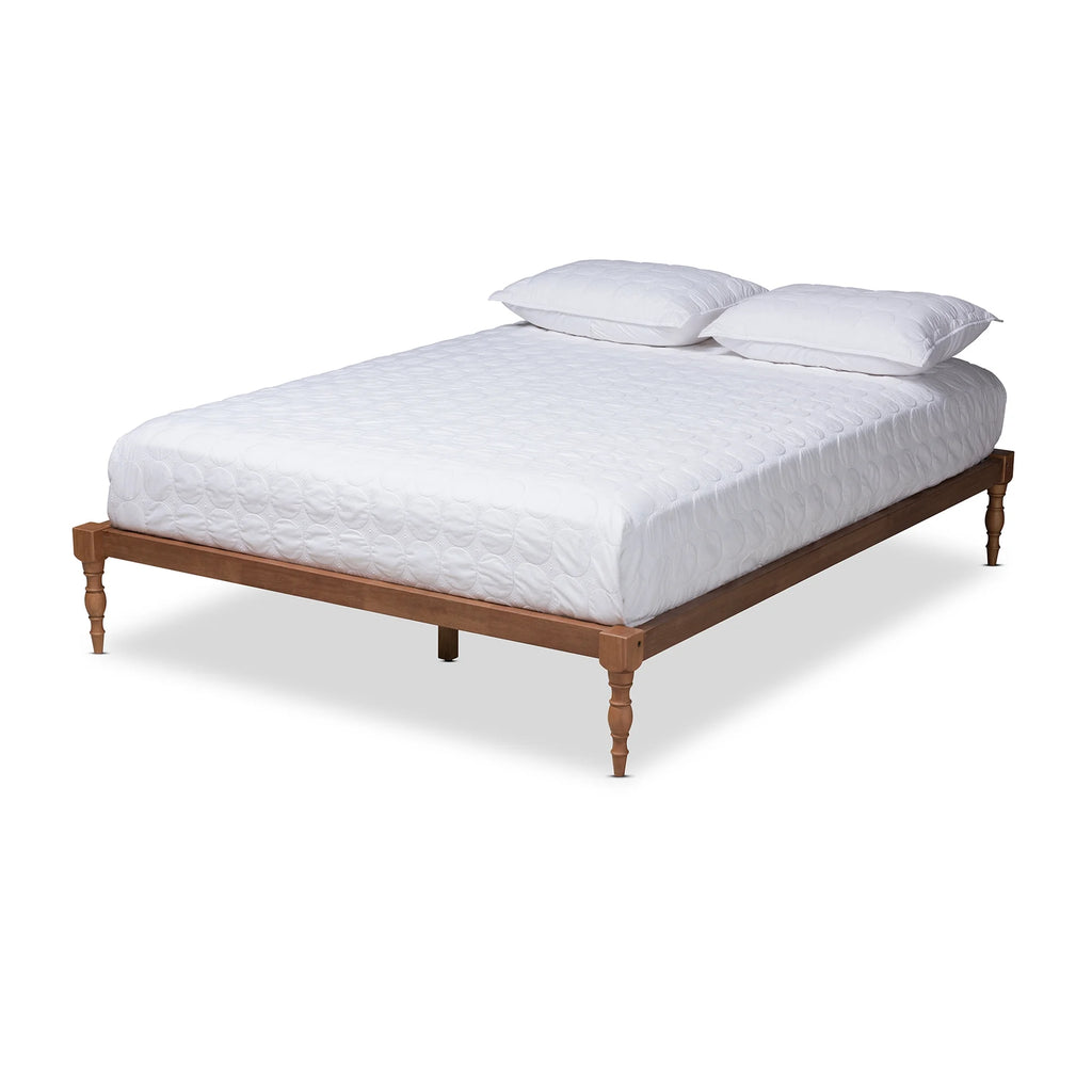 Walnut Brown Wood Queen Size Platform Bed Frame R94301