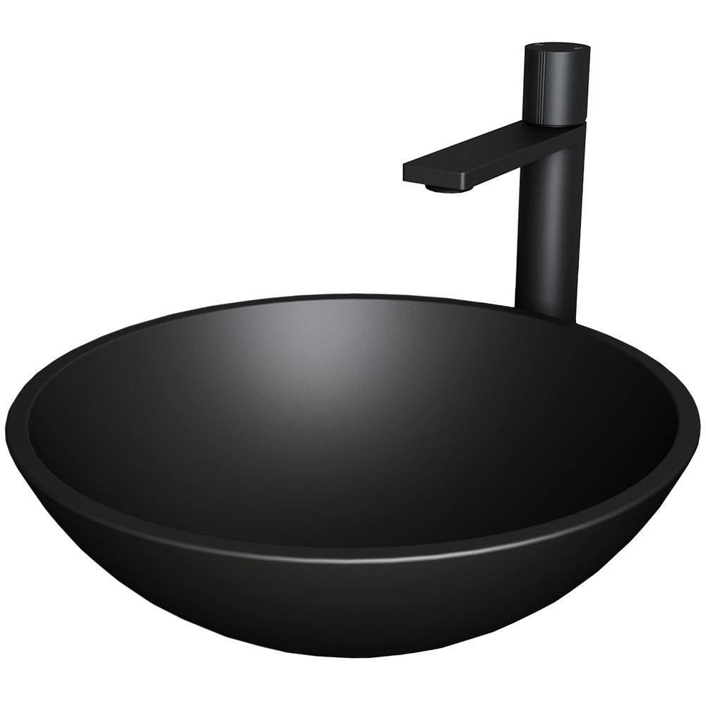 Matte Black Vessel Bathroom Sink and Faucet X518