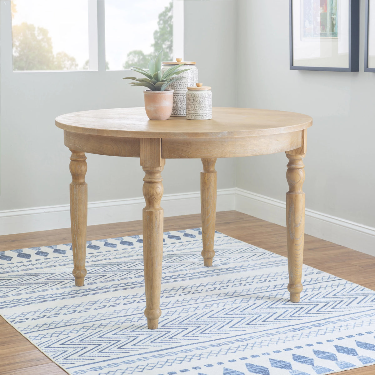 42" Round Rustic Dining Table with Turned Legs W2383