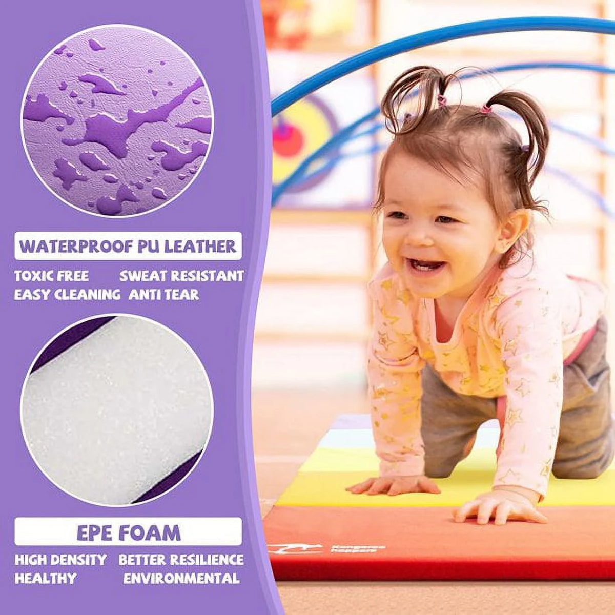 3' x 6' Kids Gymnastics Mat with Carrying Handles O2058