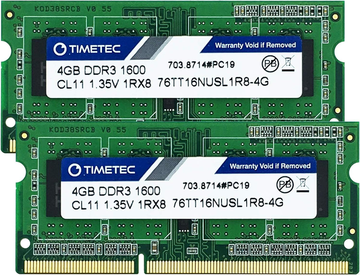 16GB KIT (2x8GB) DDR3/DDR3L 1600MHz PC3L-12800 1.35V Non-ECC Unbuffered SODIMM RAM Pack of 2 S162128