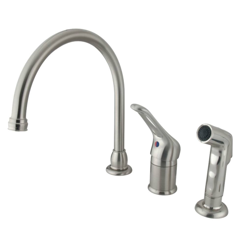 Satin Nickel Single Loop Handle Kitchen Faucet with Side Sprayer F79578