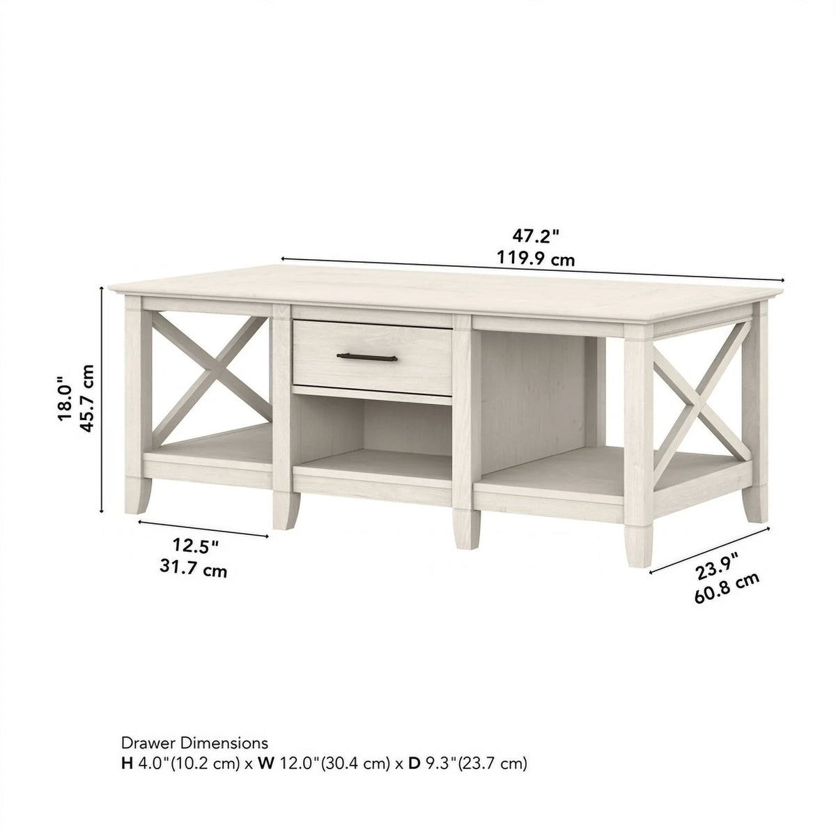 White Engineered Wood Coffee Table with Storage F339