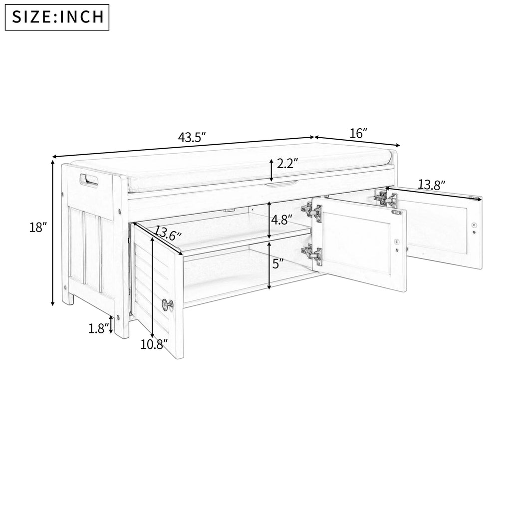 Gray Wash Storage Bench with Cushion T92778