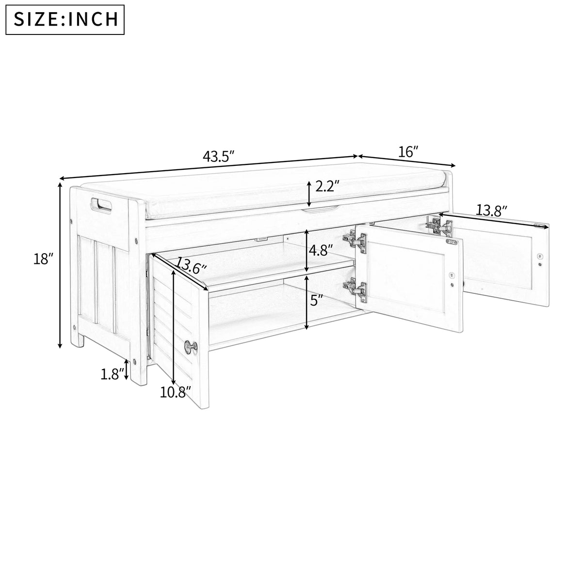 Gray Wash Storage Bench with Cushion T92778