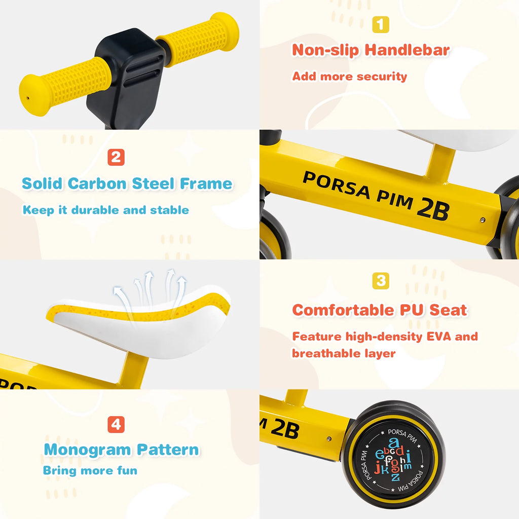 Yellow No Pedal Balance Bike U61281