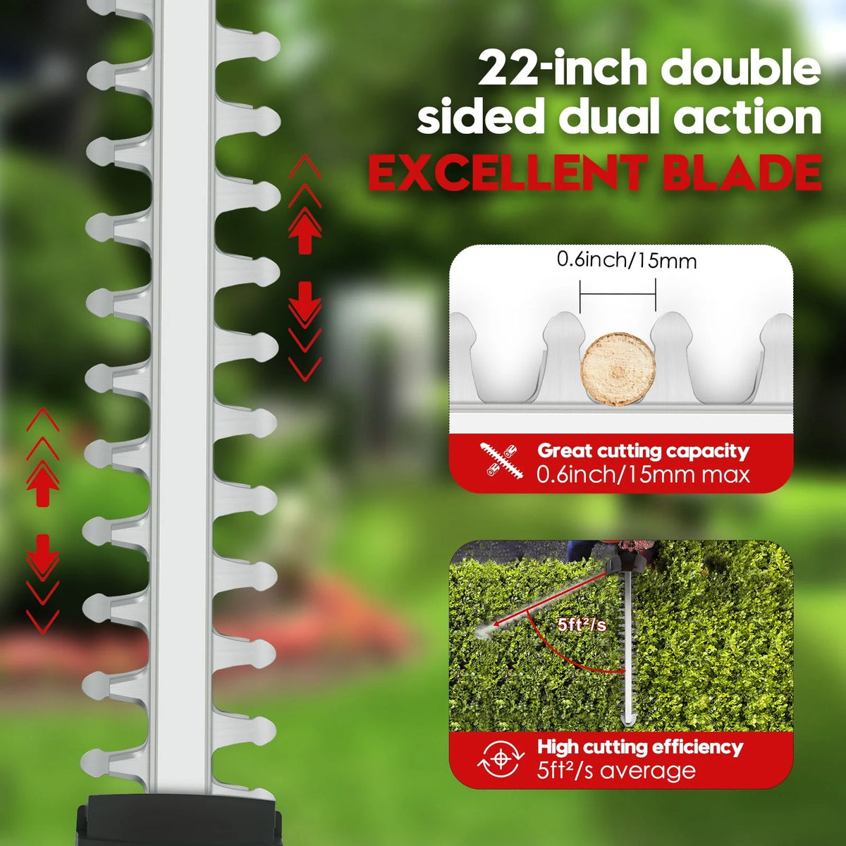 21V Cordless Electric Hedge Trimmer with Battery & Charger Y113773