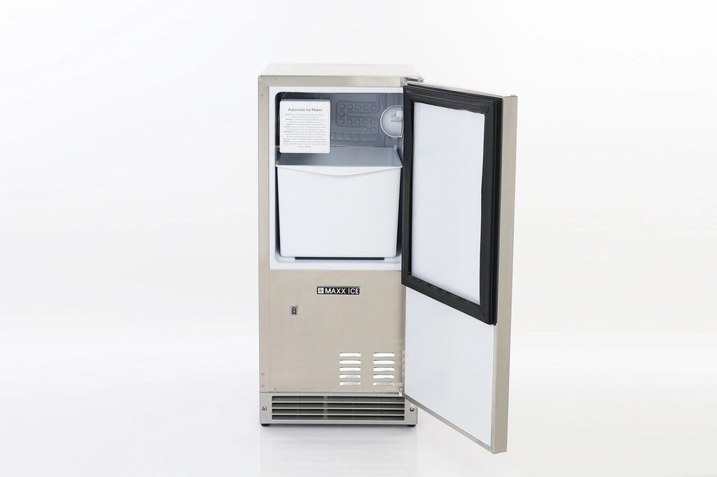 Shallow Depth Outdoor Built-In Undercounter Ice Maker, 15", 25 lbs, Stainless Steel L55631