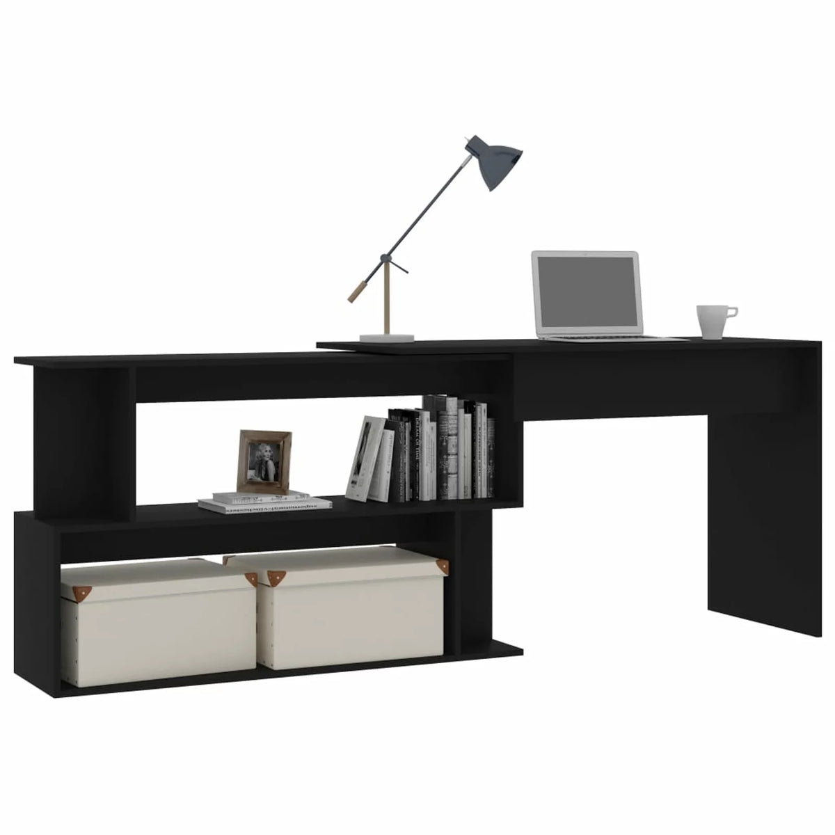Black Engineered Wood Corner Desk A150835