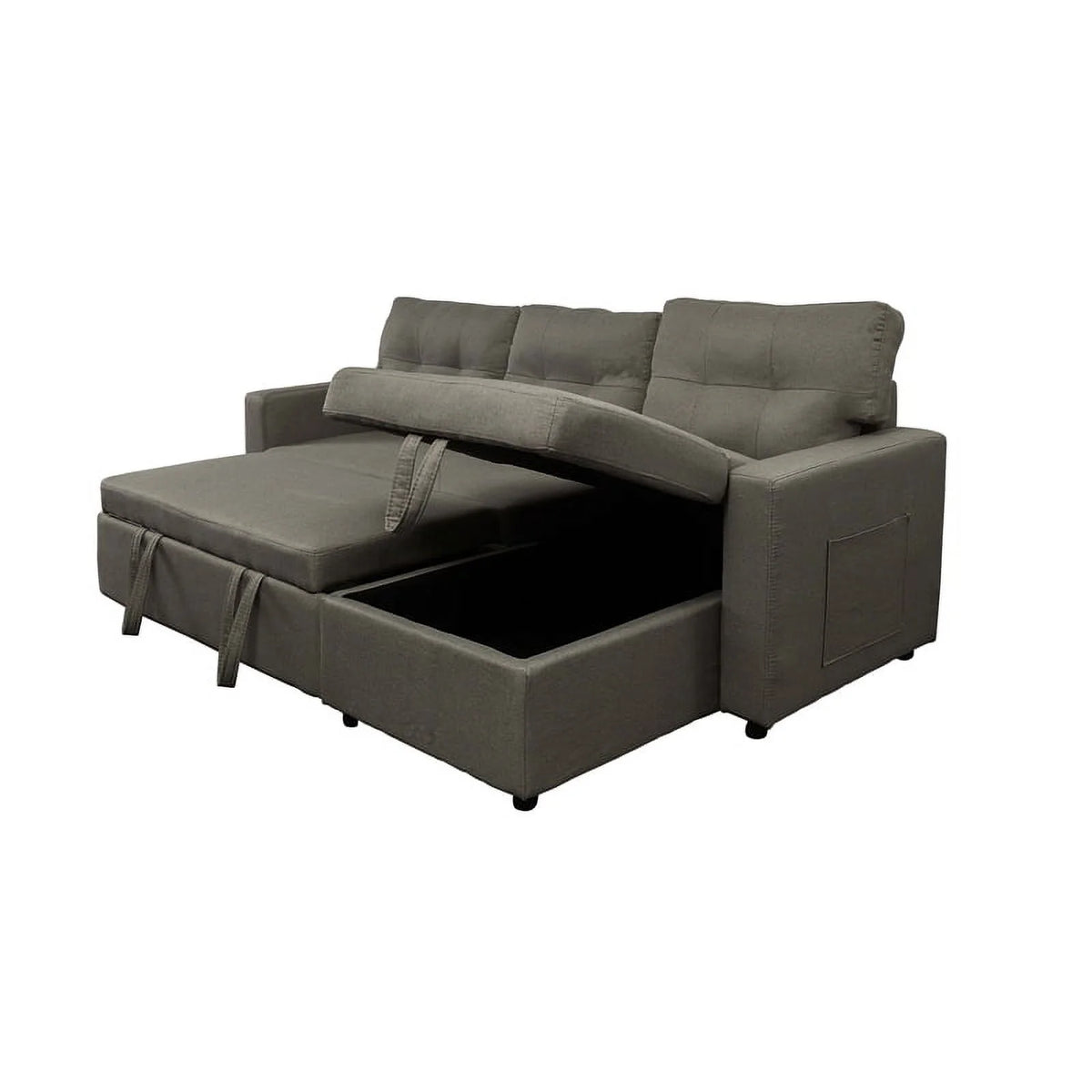 Beige Reversible Sectional Sleeper Sofa with Storage P539476