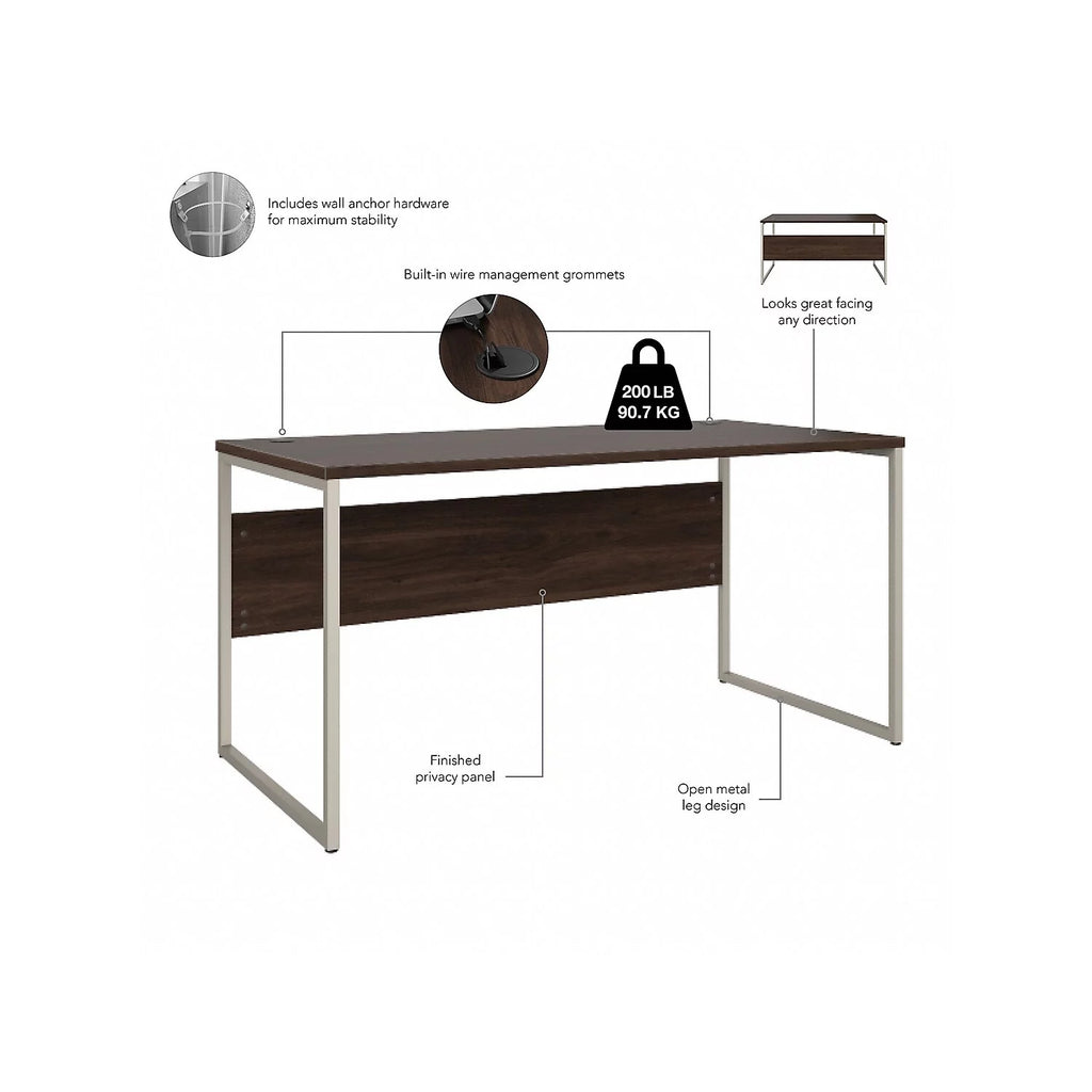 Black Walnut Engineered Wood Computer Desk O430641