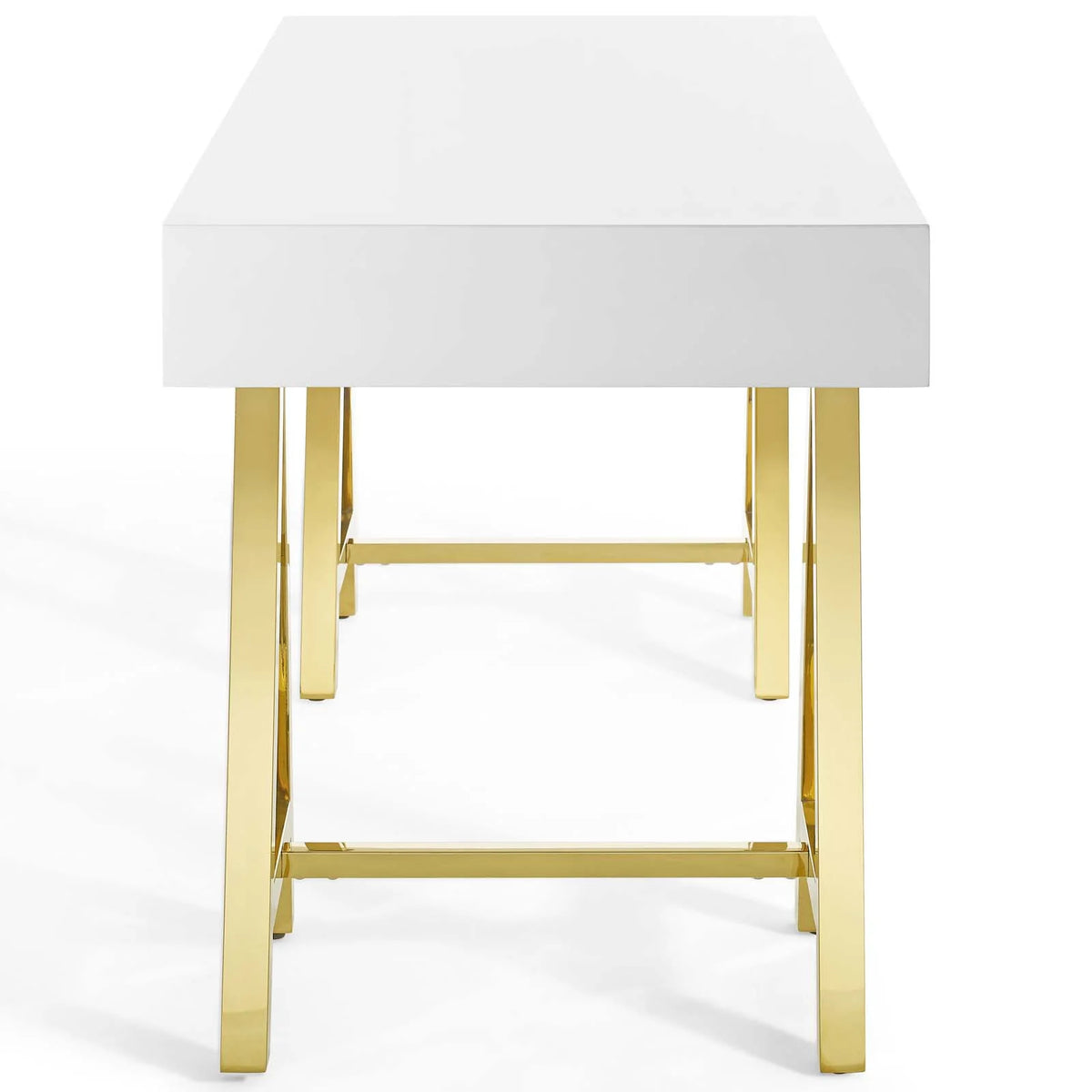 Wood Metal Gold White Computer Work Desk R903