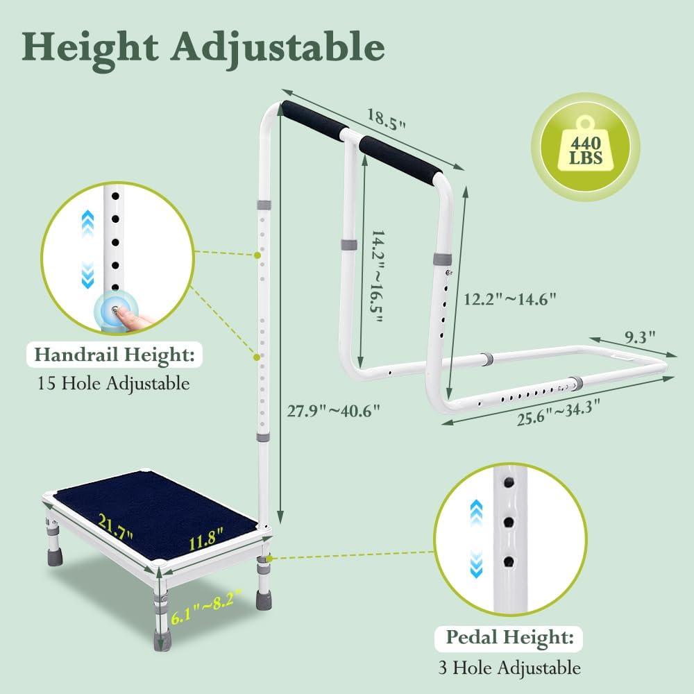 2-in-1 Bedside Guard Rails Step Stool with Handle L749675
