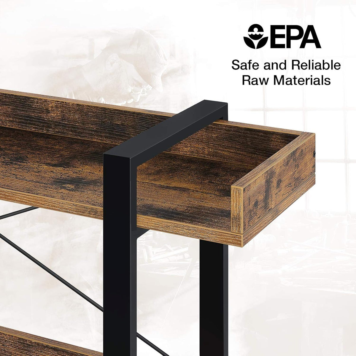 5-Tier Rustic Brown Bookshelf with Metal Frame Q397840