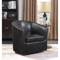 Dark Brown Upholstery Sloped Arm Swivel Accent Chair J706