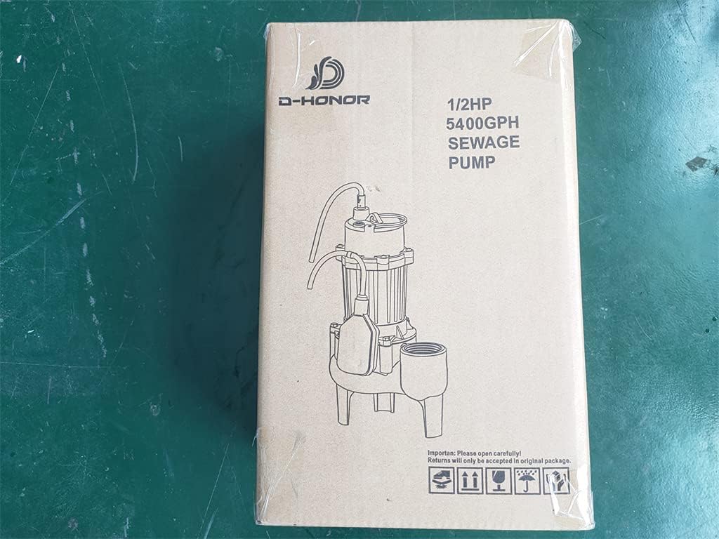1/2 HP 5400GPH Cast Iron Sewage Pump with Piggy Back Tether Float Switch H184