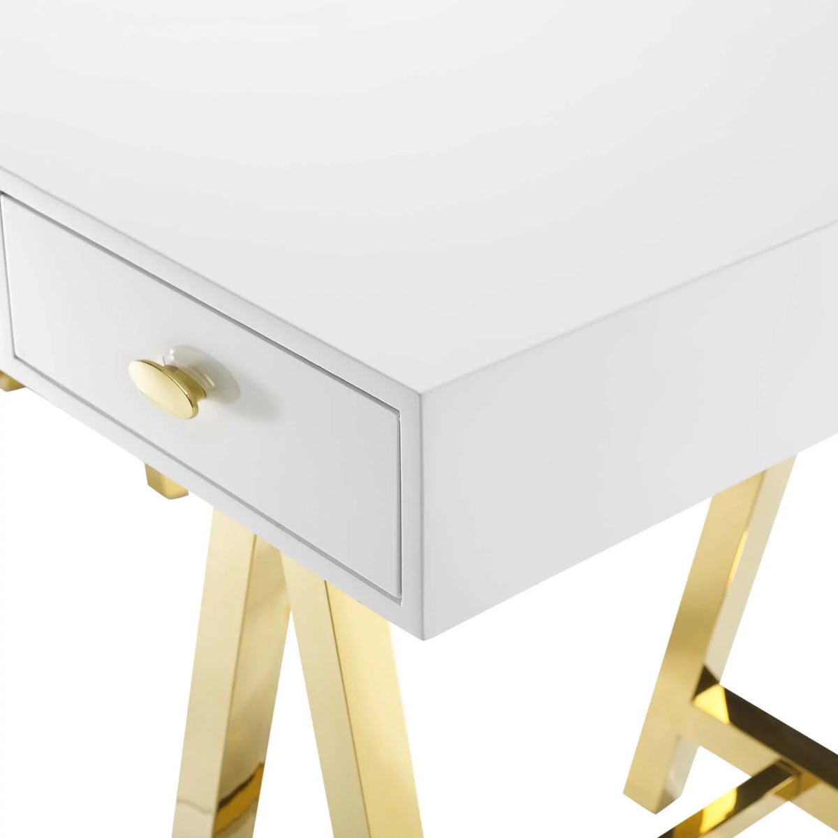 Wood Metal Gold White Computer Work Desk R903