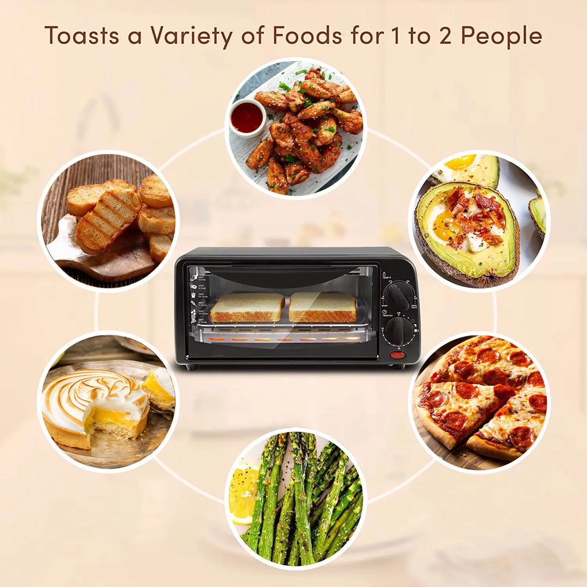 2 Slice Countertop Toaster Oven with 15 Minute Timer & Pan F3089