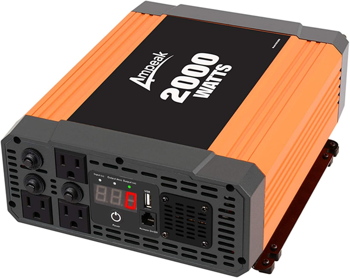 2000W Power Inverter 12V to 110V Digital LCD Display 3AC Outlets 2.1A USB Car Inverter U323