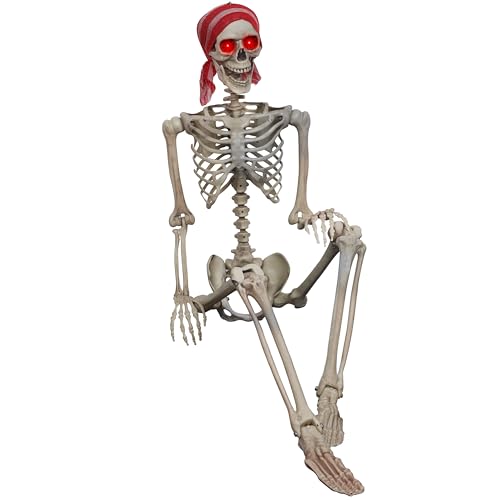 Life Size Skeleton with Glowing Eyes Posable Joints T896524