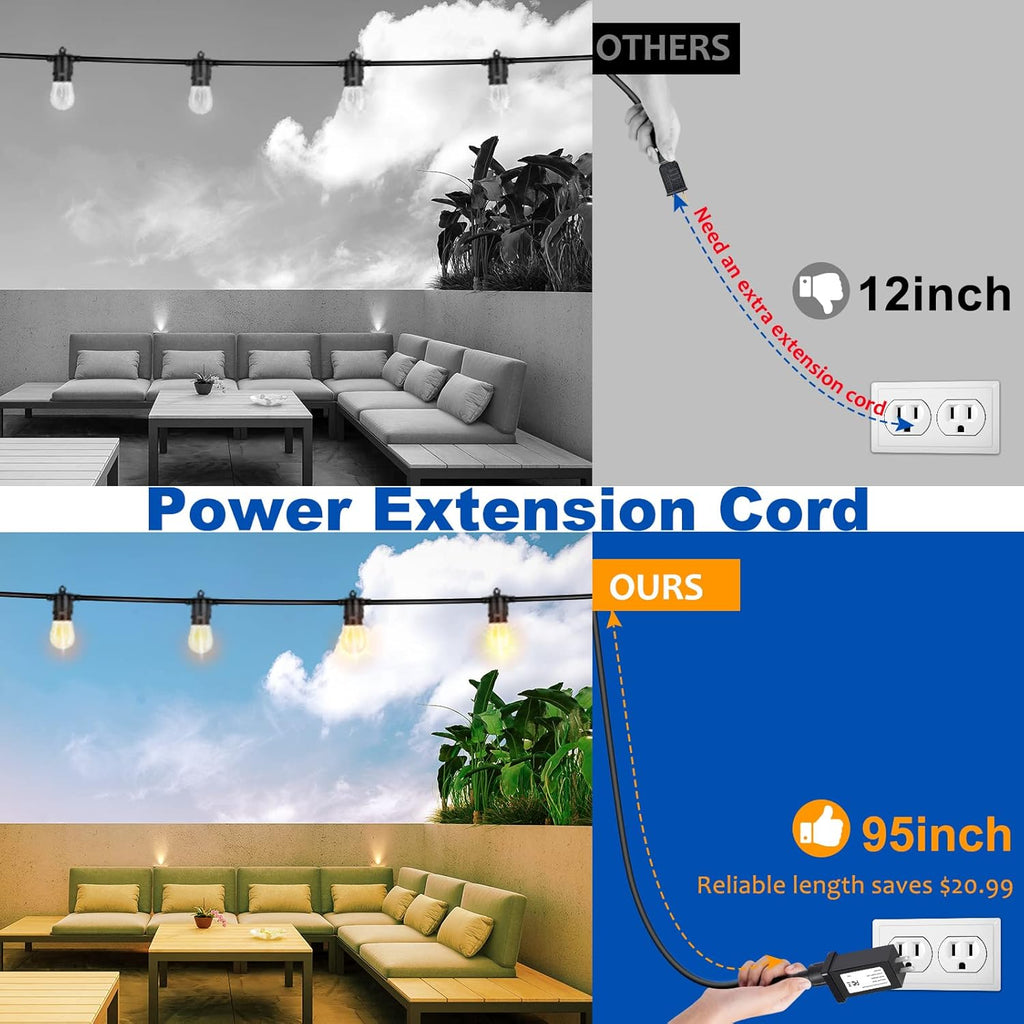 LED Outdoor String Lights with Dimmer Remote F433