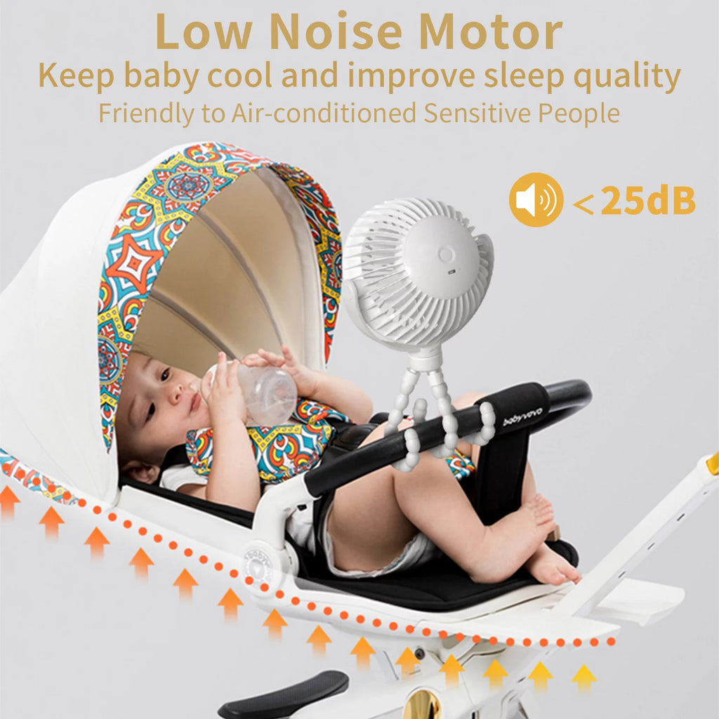 Portable Rechargeable Clip on Fan with Flexible Tripod Black O197