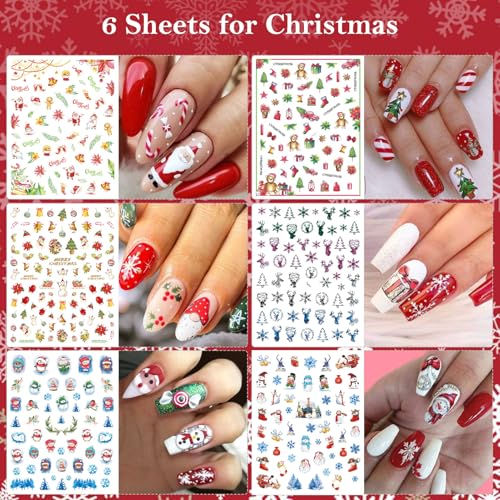 All Holiday Nail Stickers, 30 Sheets Self-Adhesive Nail Art Decals U7663