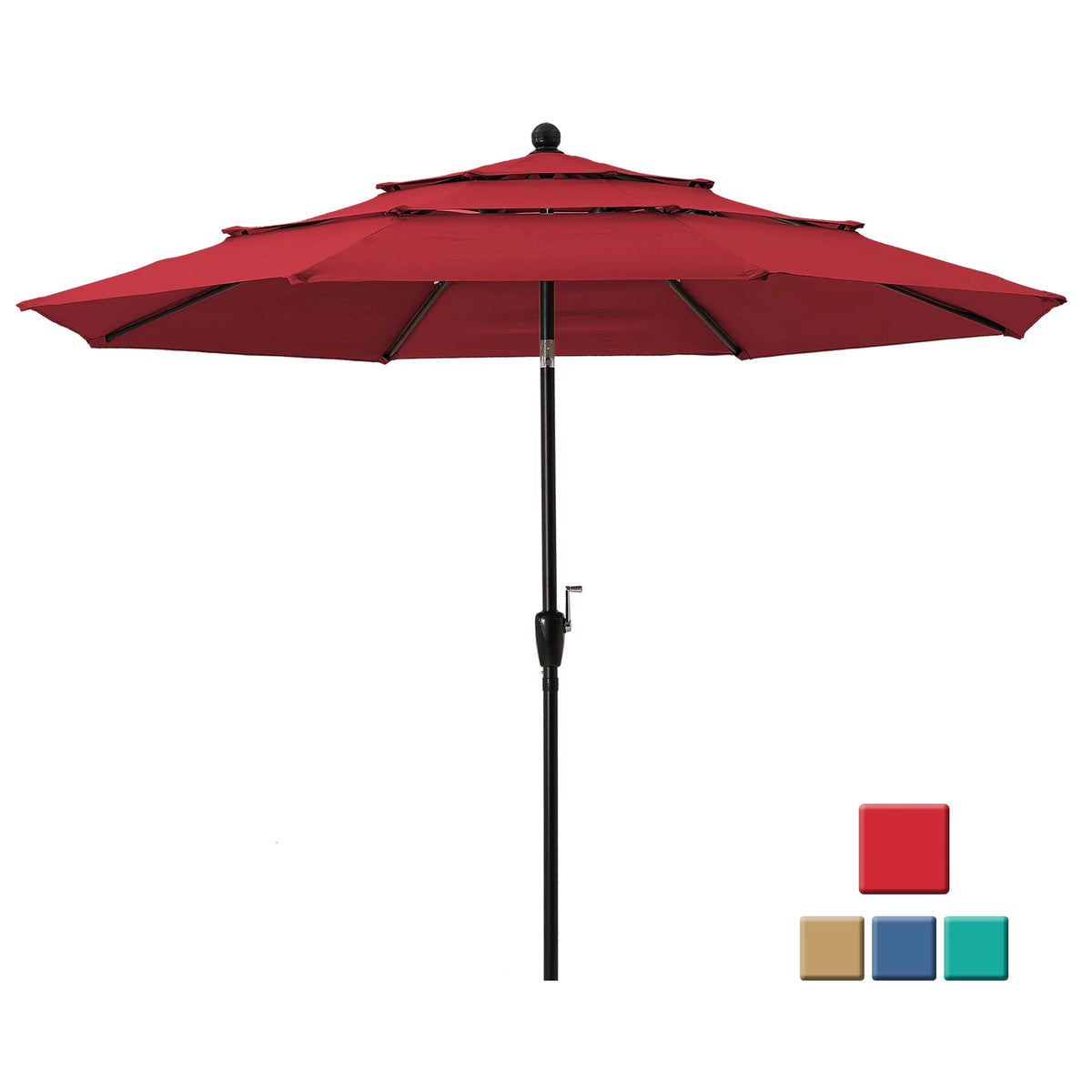 10 Ft 3 Tier Double Vented Patio Umbrella with Crank S2284