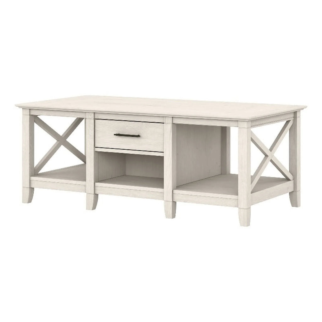 White Engineered Wood Coffee Table with Storage F339