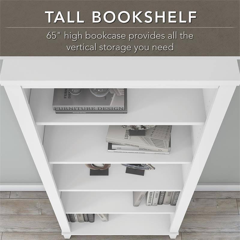 White 5 Shelf Bookcase D7134