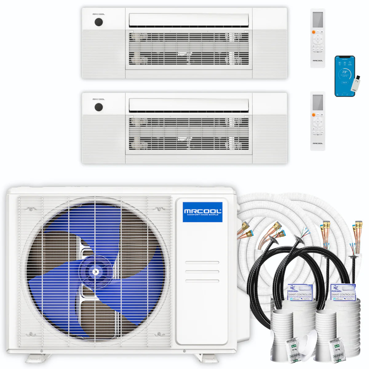27,000 BTU 2 Zone Ceiling Cassette Ductless Air Conditioner and Heat Pump G541