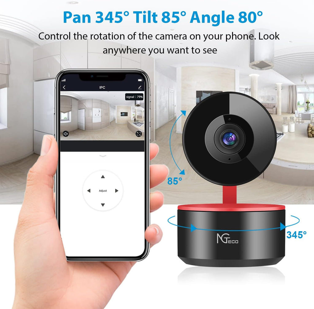 1080P WiFi Security Camera Indoor with Night Vision 2 Way Audio, Pack of 2 D47544