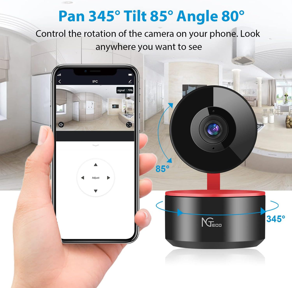 1080P WiFi Security Camera Indoor with Night Vision 2 Way Audio, Pack of 2 D47544