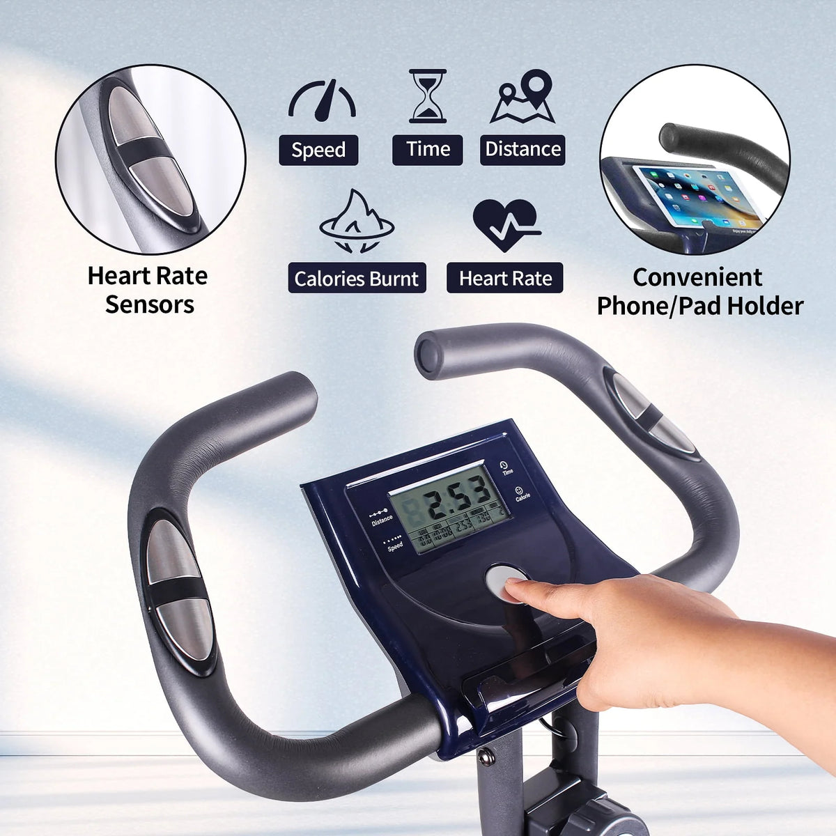Folding Indoor Cycling Exercise Bike 10-Levels Resistance L9431
