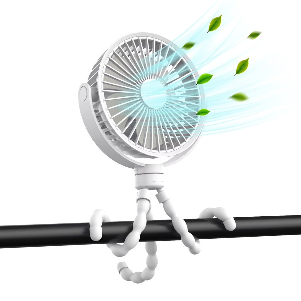 Portable Rechargeable Clip on Fan with Flexible Tripod Black O197