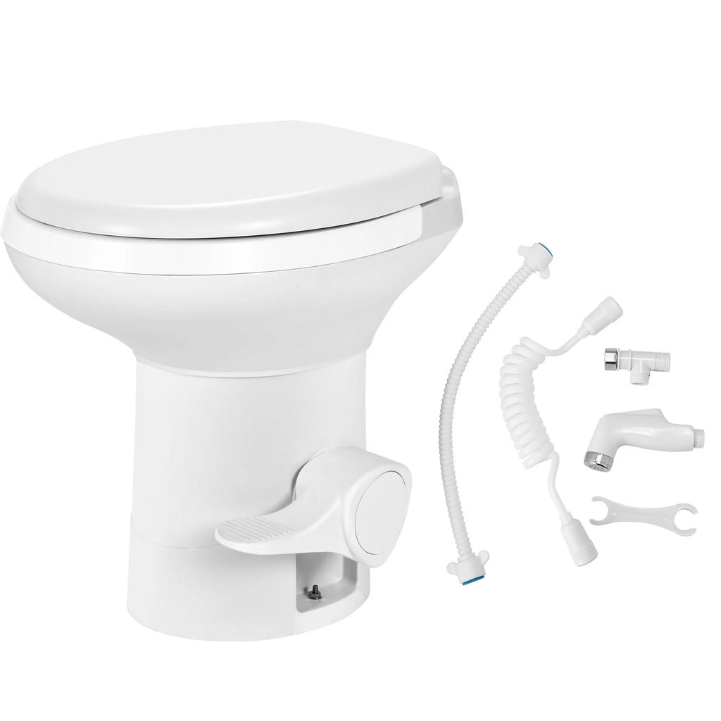 6.6 Gallon Gravity Flush RV Toilet with Hand Sprayer H6025