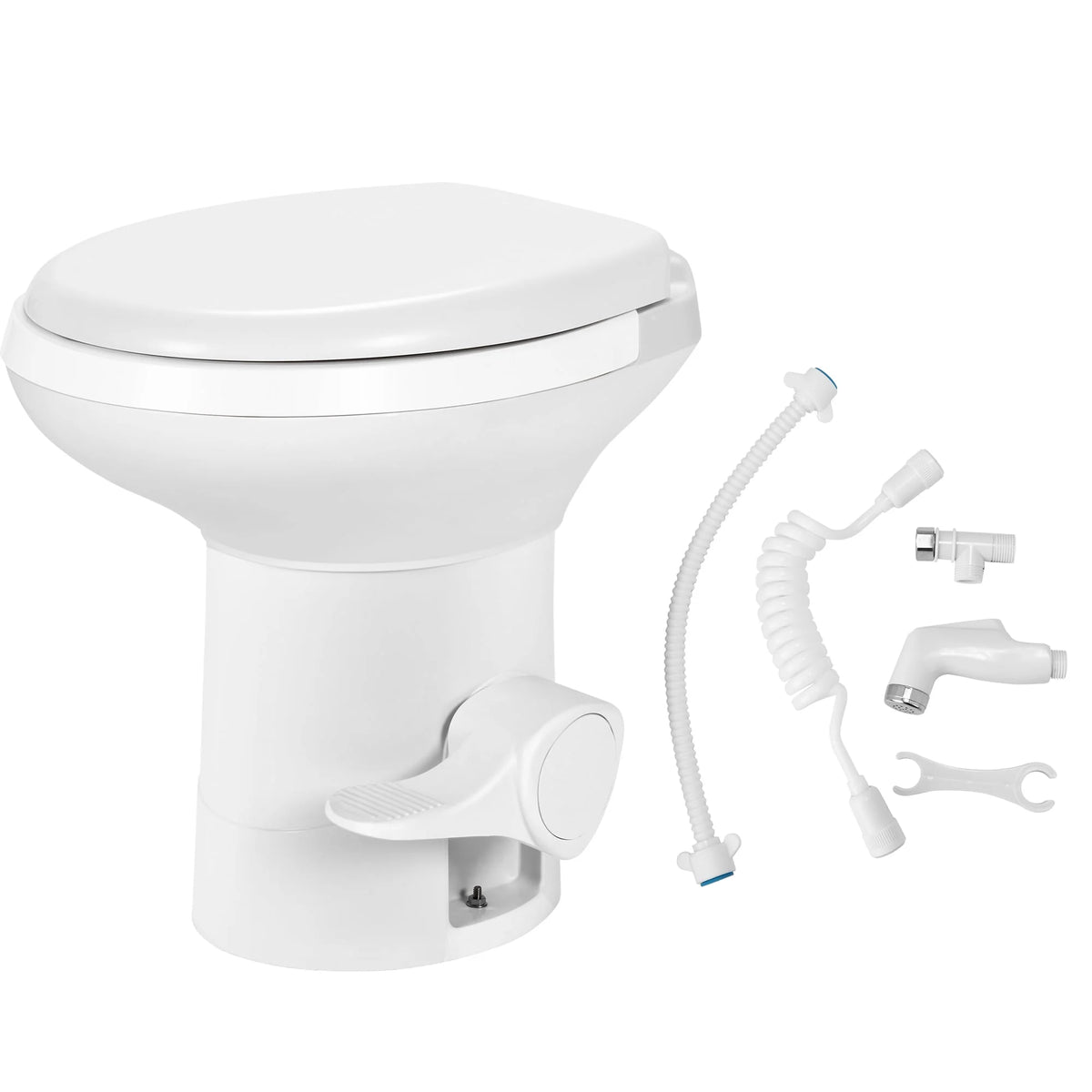6.6 Gallon Gravity Flush RV Toilet with Hand Sprayer H6025