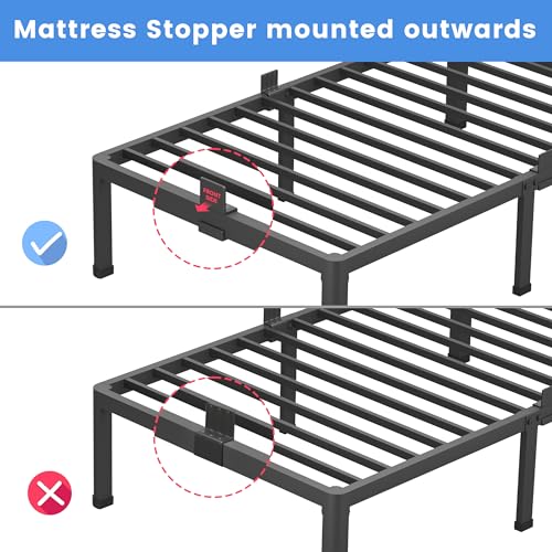 18 Inch Full Size Metal Platform Bed Frame with Under-Bed Storage G417