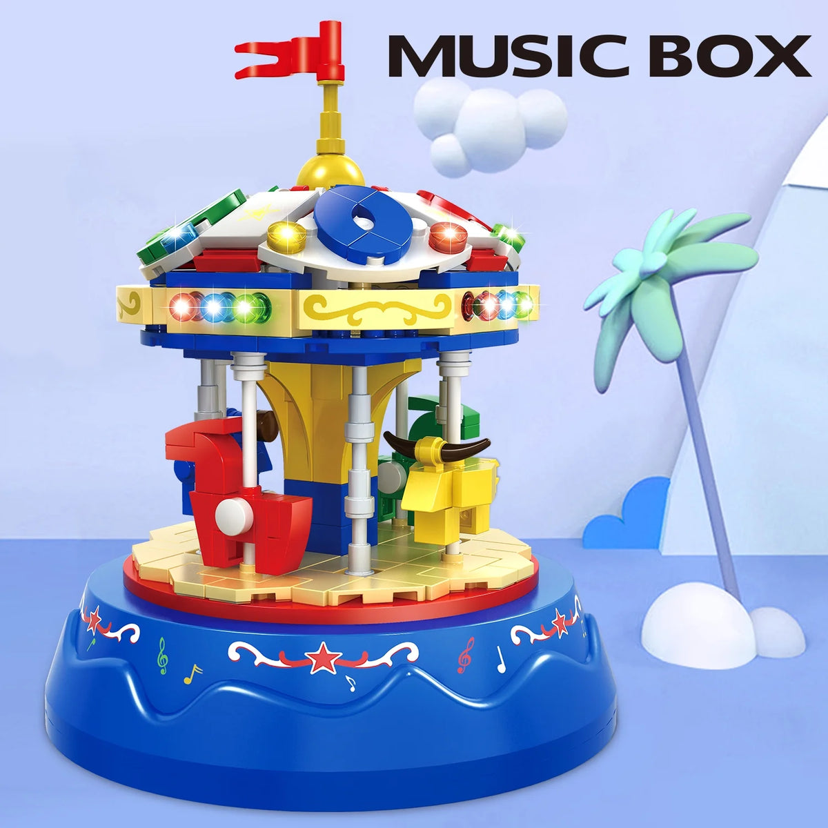 Yellow&Blue 222pcs Music Box Building Blocks U538