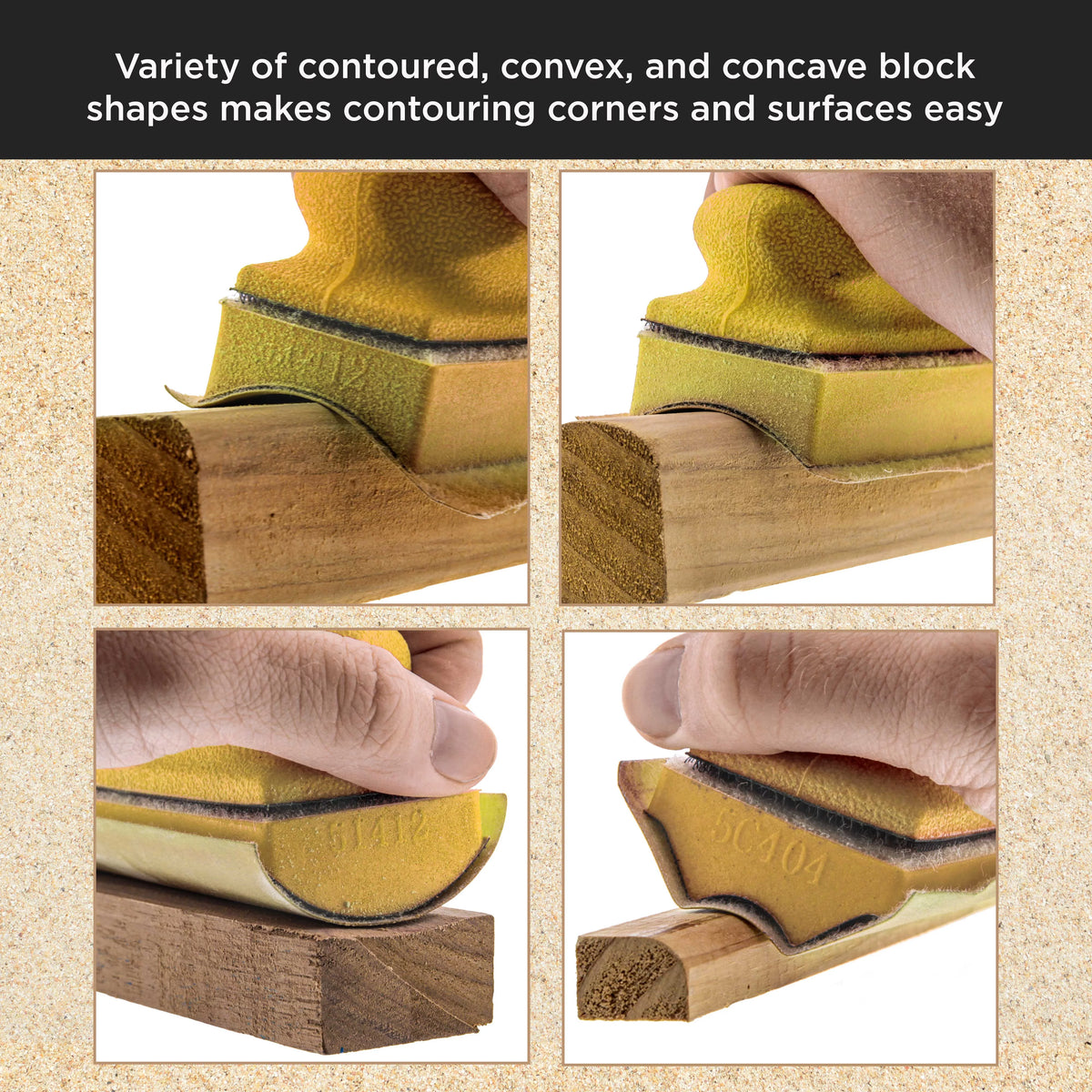 12-Piece Contoured Hand Sanding Block Set with 40 Sheet Hook & Loop Sandpaper Kit J519828
